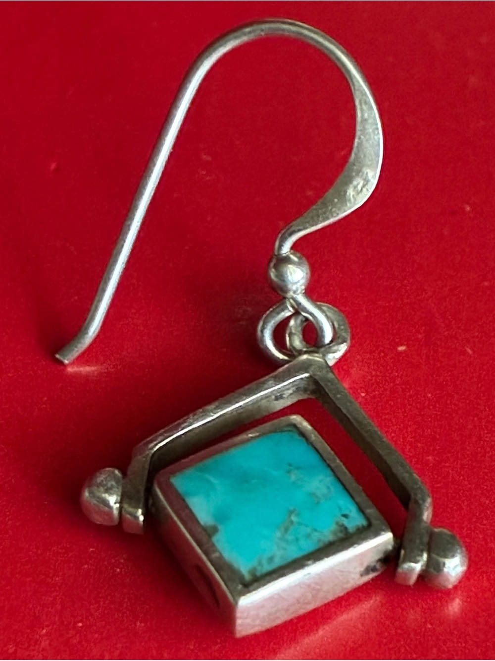 925 Sterling Silver Turquoise Drop Earrings - Blue Turquoise - Picture 6 of 6